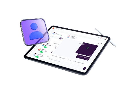Tampilan tablet di kanan atas